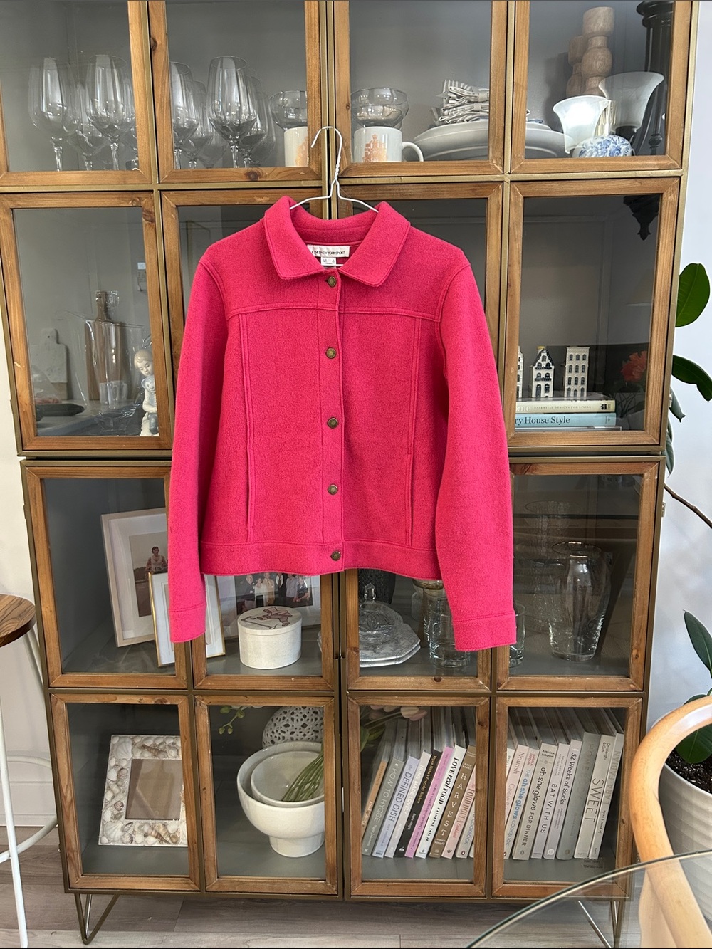 Vintage Jones New York Hot Pink Wool Women's Button-Front Jacket